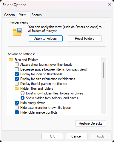 Folder Options